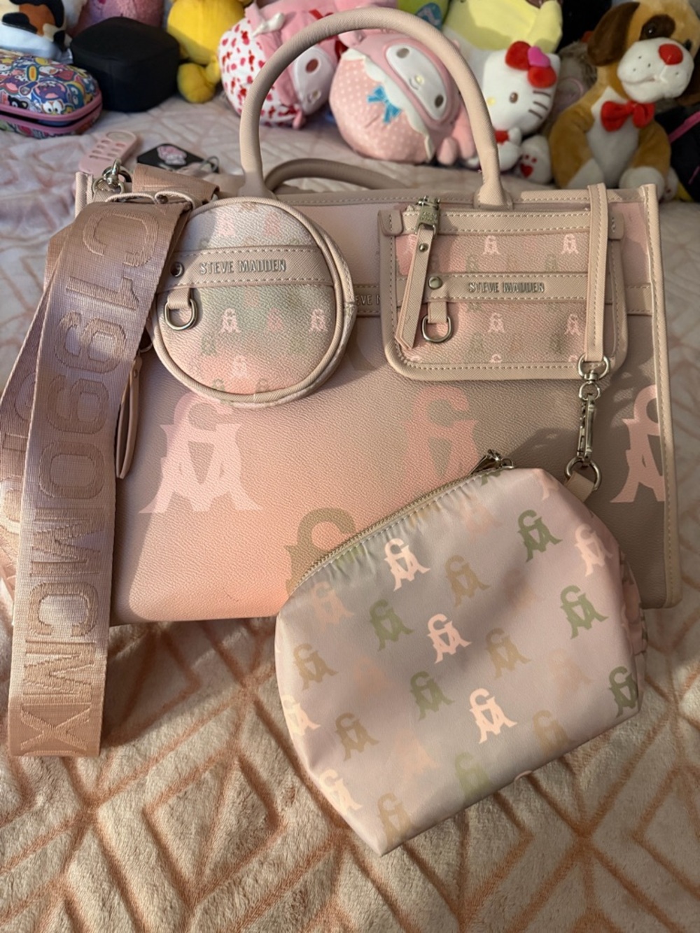 Steve Madden Pink Logo Tote with Coin Pouch - Picture 5 of 6